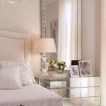 White bedroom with mirrored furniture | Elegant bedroom design .