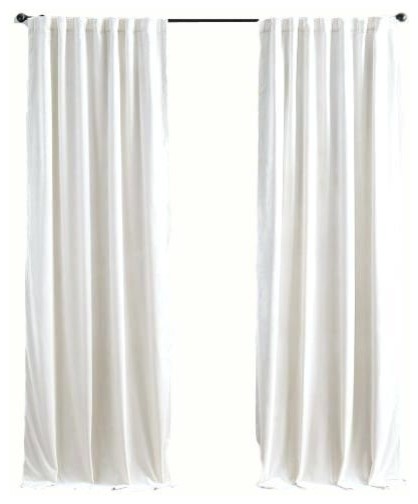 Luxury Velvet Curtain Panels, White, Set of 2 - Traditional .
