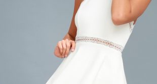 White Dress - Lace Dress - Skater Dress - Halter Dress - L