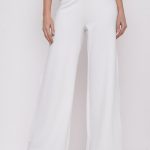 High Waisted Cream Wide Leg Palazzo Trousers White | Lily Lulu Fashi