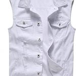 Only Faith Men's White Jeans Vest Fashion Sleeveless Denim Jacket .