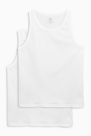 Buy White Vests Pure Cotton Two Pack from Next U