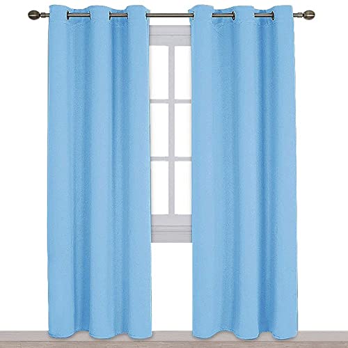 Double Window Curtains in Blue: Amazon.c