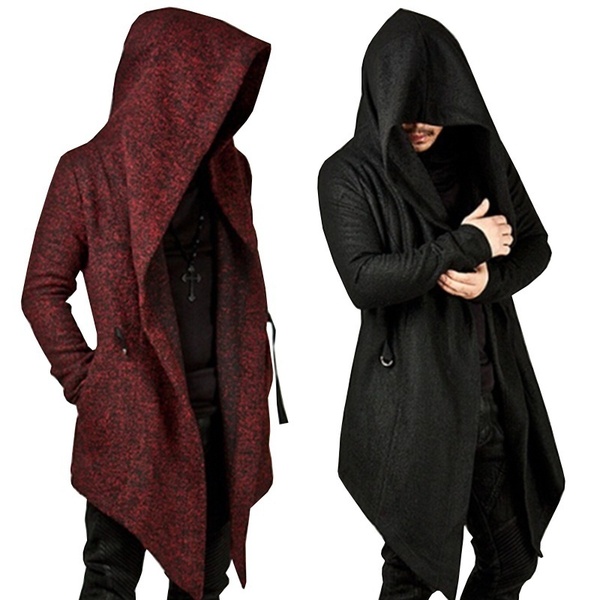 NEW Fashion Men Autumn Winter Tops Long Sleeve Hooded Long Coat .
