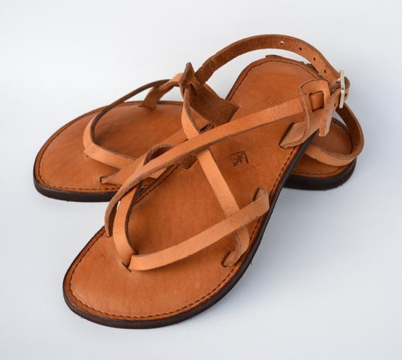 Leather sandals women's sandals camel sandals brown | Et