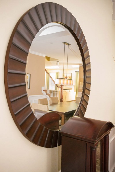 Philadelphia Interior Design Glenna Stone textured mirror wooden .