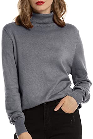 Woolen Bloom Women's Turtleneck Sweater Pullover Lightweight Long .