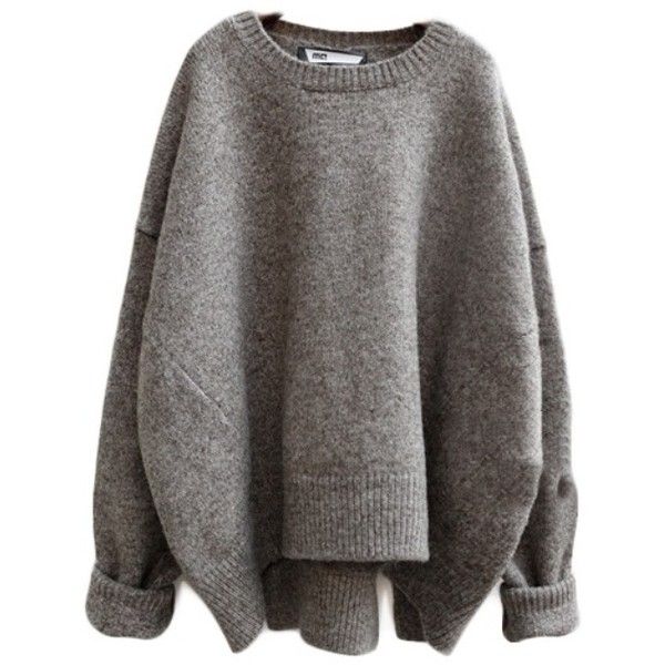 Loose Wool O-neck Sweater ($59) ❤ liked on Polyvore featuring .