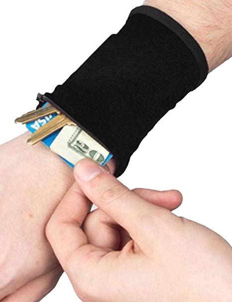 Dickin Sports Thick Solid Stretchy Credit Cards Keys Wrist Wallets .
