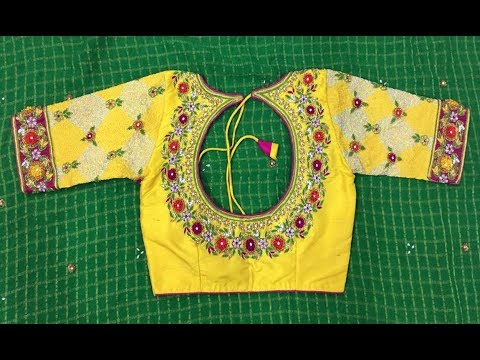 Top 25 Yellow Colour Blouse Designs | Patch Work | Latest Designs .