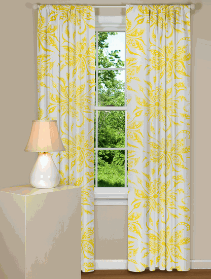 Yellow Flower Curtains - This site has tons of adorable curtains .