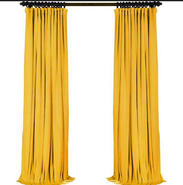 Bright Yellow Velvet Curtains Solid Color Drapes (With images .
