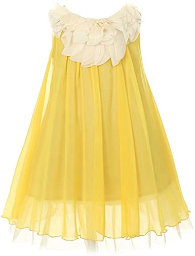 Amazon.com: Kid's Dream Little Girls Yellow Floral Lace Bodice .