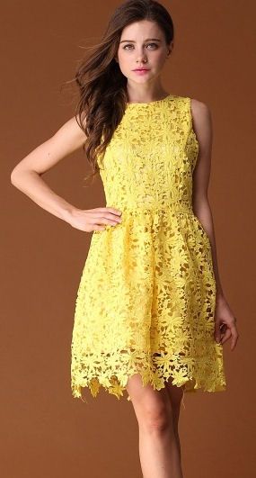 Yellow #Lace #Dress