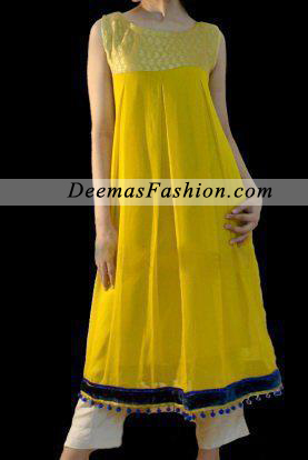 Yellow White Casual Wear Frock - Latest Designer Dresses - Fashion .