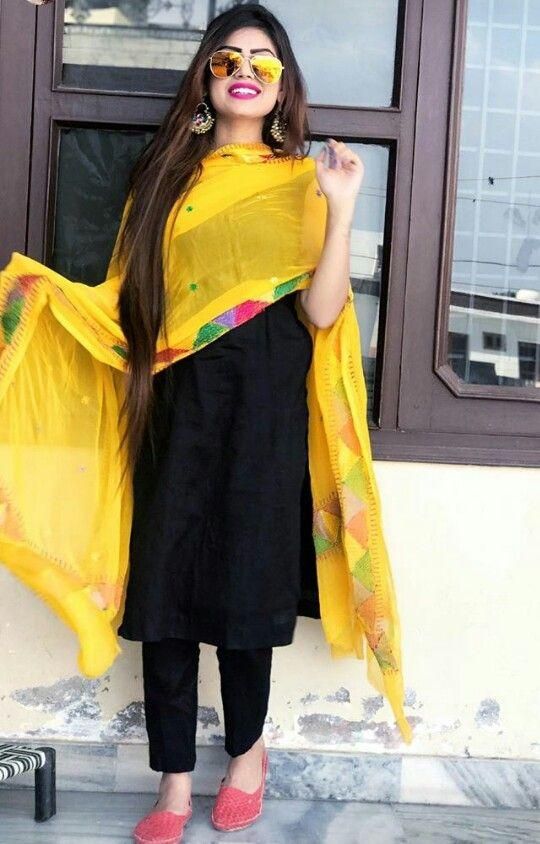 Black-Yellow Salwar Kameez (With images) | Indian designer outfits .