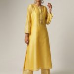 Yellow Embroidered Silk Chanderi Kurta in 2020 | Latest salwar .