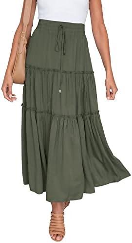 Maxi Length Cotton Blend Front Slit Skirt - 90's Style Vibe