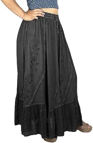 Maxi Length Cotton Blend Front Slit Skirt - 90's Style Vibe