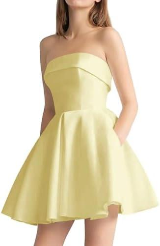 Elegant Women's Satin Prom Dress‍ with Spaghetti Straps