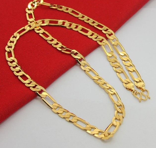 24K Gold Plated chain necklace for men 70CM 8MM (With images .