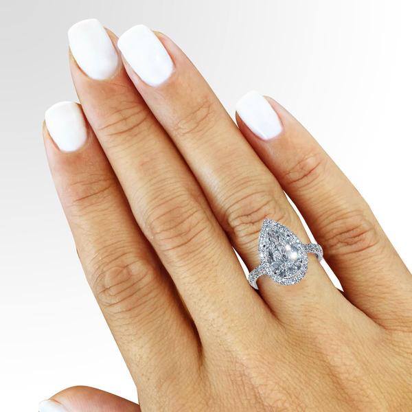 The Sophia Engagement Ring - 3 CARAT PEAR SHAPE HALO STYLE DIAMOND .