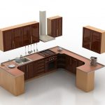 Small U-shaped kitchen design 3d model - CadN