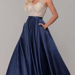 V-Neck Long A-Line Prom Dress with Pocke