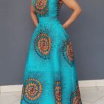 African Fashion Sleeveless Floor-Length Expansion Color Block .