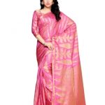 Mimosa pink woven art silk saree with blouse - MIMOSA - 26088