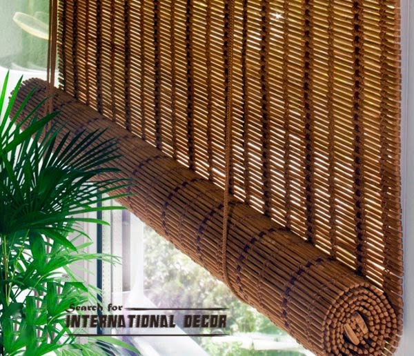 Bamboo curtains for window coverings in home interi
