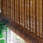 Bamboo curtains for window coverings in interior living room (With .