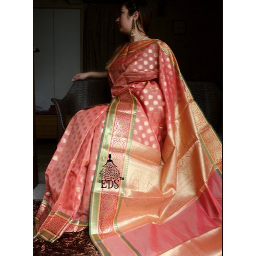 Silk EDS Ladies Pink Banarasi Sarees, 6.3 m (with blouse piece .