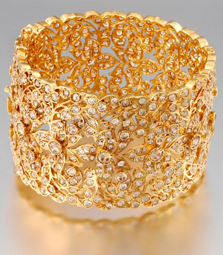 Gold bangle studded with diamonds | Bridal bangles, Gold bangles .