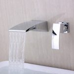 MIAO Contemporary Wall mounted Waterfall Chrome Finish Curve Spout .