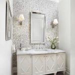 Gray Mosaic Tiled Bathroom Accent Wall, Contemporary, Bathroom .
