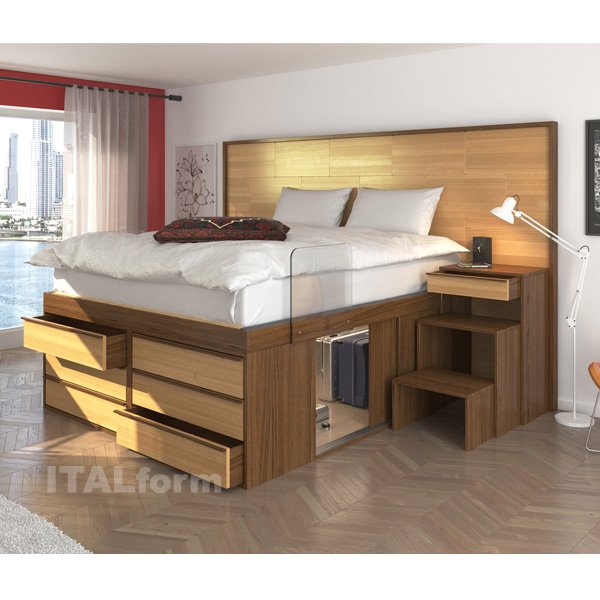 Storage Platform Bed: Buy Impero Bed with 6 drawers at ITALform Desi