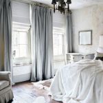 Luxurious bedroom with pale blue velvet curtains | Home bedroom .