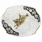 Montana Silversmiths® Antique Leaves Western Belt Buckle With Bull .