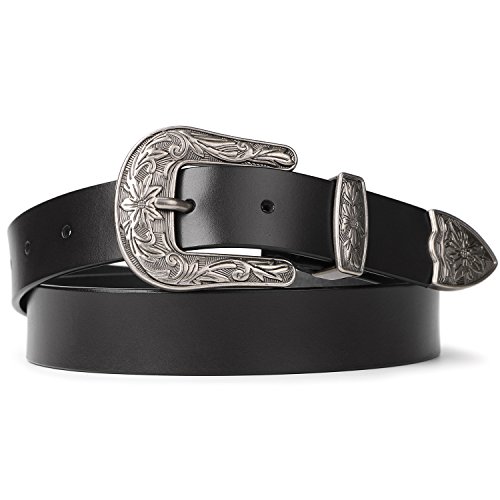 SUOSDEY Genuine Leather Belts for Women with Vintage Metal Buckle .