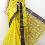 Yellow Handwoven Bengal Tant Cotton Saree (Without Blouse) 16986 .