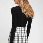 Chic Black and White Plaid Skirt - Tweed Skirt - Plaid Mini Ski