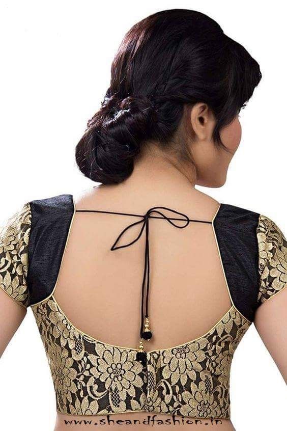 Black and gold blouse (With images) | Brocade blouse designs .