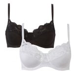 Pack of 2 full cup underwired bras with lace black/white La .