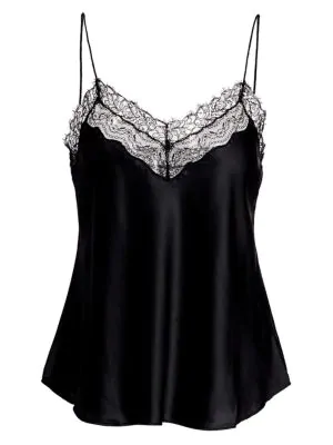 Jonathan Simkhai Silk Lace Camisole In Black | ModeSe