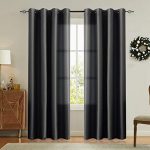 Amazon.com: Vangao Black Curtains 84 inches Long Faux Silk Opaque .