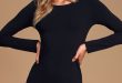 Black Mini Dress - Black Bodycon Dress - Long Sleeve Mini Dre