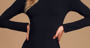 Black Mini Dress - Black Bodycon Dress - Long Sleeve Mini Dre