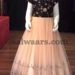 Light Peach and Black frock (With images) | Frocks for gir