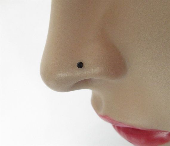 Black Nose Stud 1.5mm/925 Silver Nose Pin Stud by Beauteshoppe .